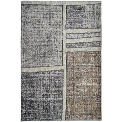 RECYCLE QUADRI - Tapis extra-doux motif quadri gris vert 120x170