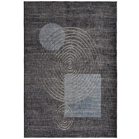 RECYCLE SPHERE - Tapis recyclé motif sphère gris bleu 120X170