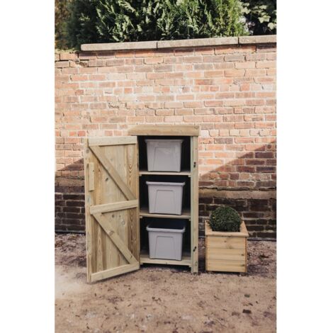 Recycle Store with Door - Timber - L75 x W67 x H141 cm - Partially Assembled
