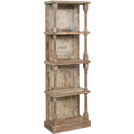 Recycled solid wood etagere with antique finish