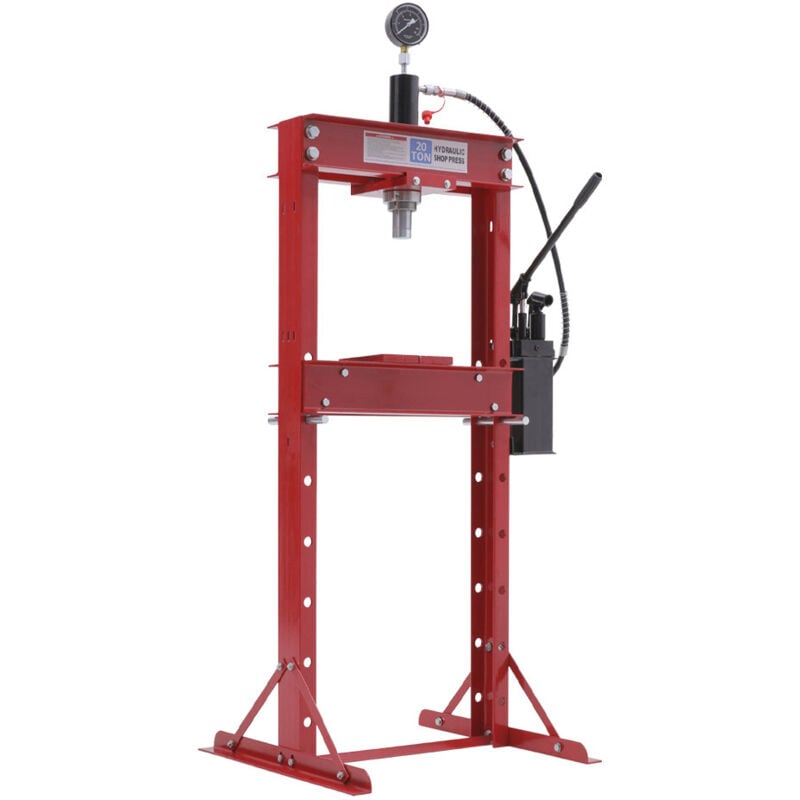 Red 20 Ton Double Pump Hydraulic Press with Pressure Gauge