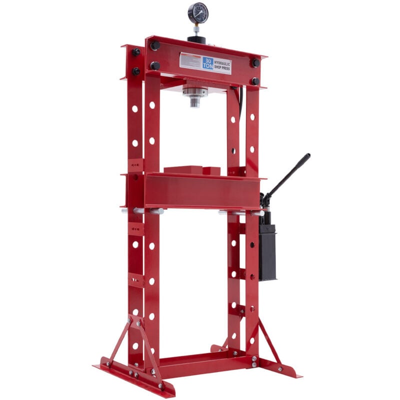 Red 30 Ton Double Pump Hydraulic Press with Pressure Gauge