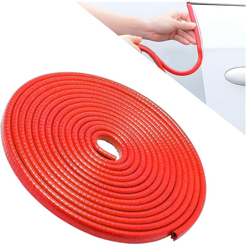 (Red, 5 meters) Rubber seals for automobiles, aluminum door edge protectors, general automotive exterior accessories
