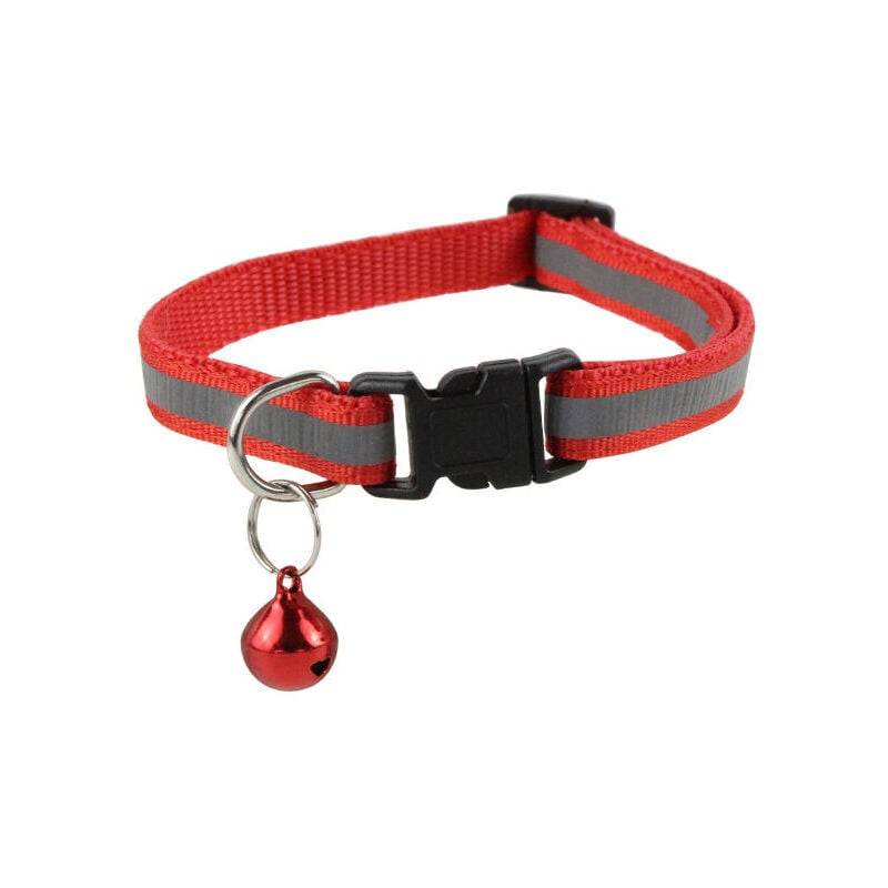 Red Adjustable Reflective Anti-Choke Cat Collar with,Anti-Lost Address Tag Pendant Bell and Safety Buckle, Cute Multicolor Pet Supplies