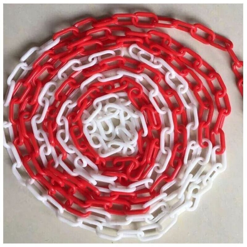 Red and White Plastic Warning Chain, Signaling Chain, 10M.