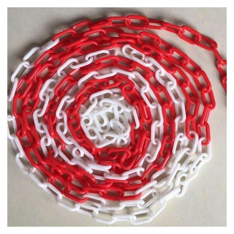 Red and white warning chain made of plastic, signal chain, 10 m