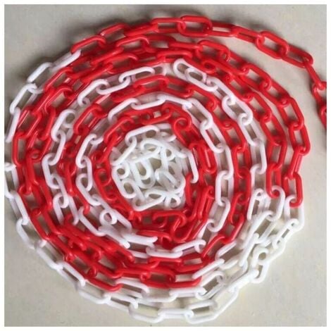 Red and white warning chain made of plastic, signal chain, 10 m