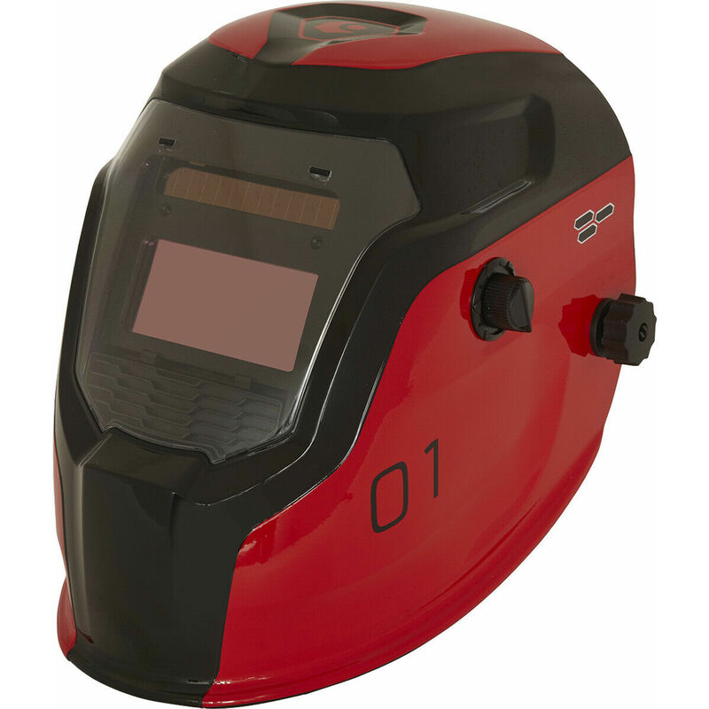 Loops - Red Auto Darkening Welding Helmet - Shade Variable Control - Grinding Function