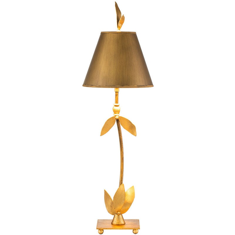 Red Bell - 1 Light Table Lamp Gold Leaf Floral Leaves Design, E27 - Elstead