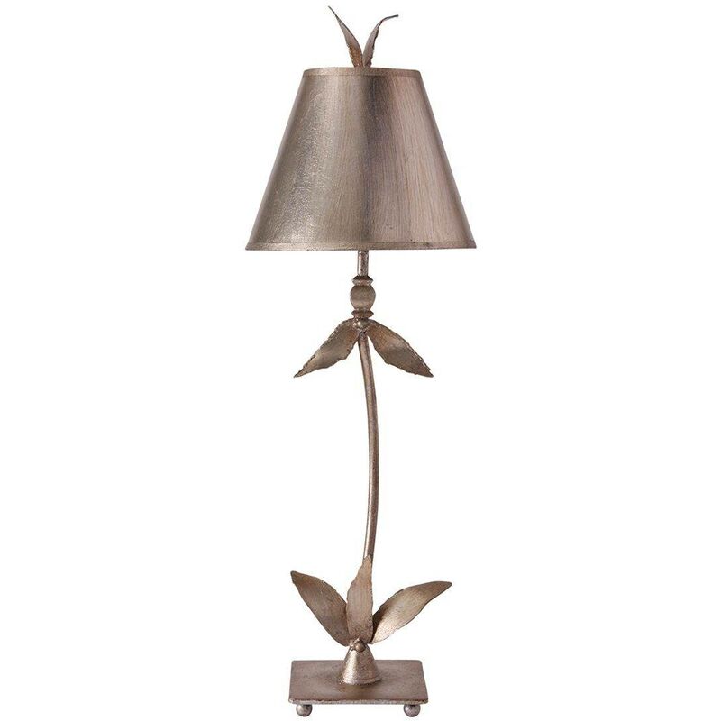 Elstead Red Bell - 1 Light Table Lamp Silver Floral Leaves Design, E27
