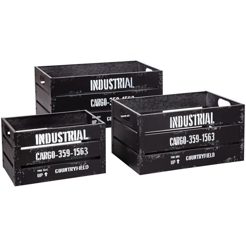 Set di 3 casse indus in metallo nero Atmosphera créateur d'intérieur
