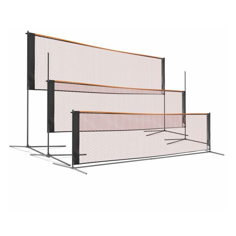 Red Con Patas Multisport, Movil, 3 Alturas 75/125/150Cm Volley, Badminton, Tenis - Negro / Naranja