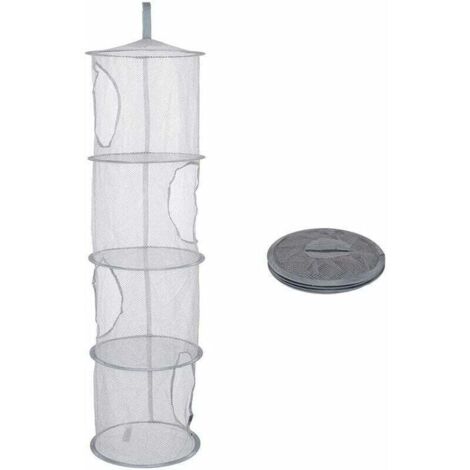 Red de almacenamiento colgante plegable y portátil, multifuncional, con 4 compartimentos (gris)