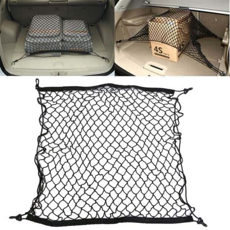 Red de almacenamiento de malla, BR-Vie 70, 70 cm, elástica, para coche, camión, divisor de malla, barrera de seguridad, organizador de maletero de nailon con 4 ganchos.