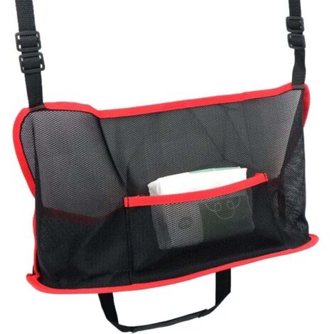 Red de almacenamiento para coche KZQ, organizador para coche - Bolsillo de malla universal, bolsillo de malla ajustable para asiento trasero, para billetera y teléfono móvil (1 paquete, rojo)