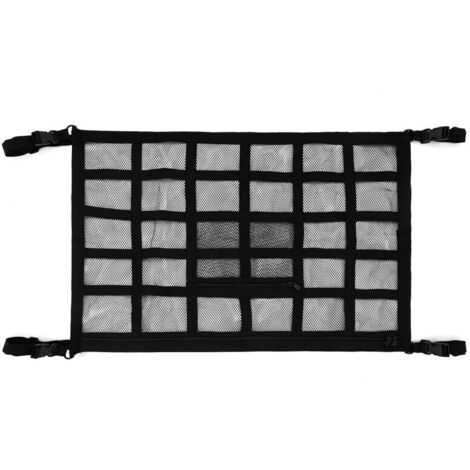 Red de almacenamiento para techo de coche (30 rejillas, 70 x 50 cm), bolsa organizadora universal de malla elástica para techo de coche, para techo de SUV, color negro