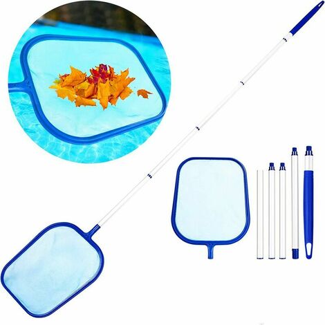 Red de aterrizaje de superficie, skimmer de hojas con mango desmontable de 1,2 m, red de malla fina, kit de limpieza de piscinas para piscinas, estanques, fuente (azul)