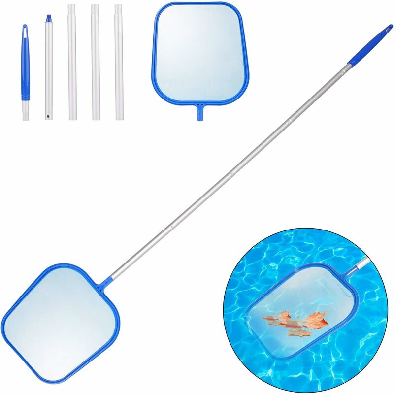 Red de aterrizaje para piscinas LITZEE con poste de aluminio de 120 cm y red de malla fina para piscinas, estanques, acuarios, estanques