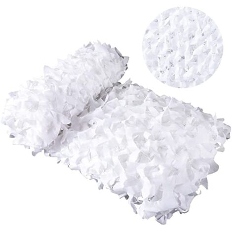 Red de camuflaje blanca como la nieve: red de camuflaje para caza, sombra, camping, tiro a ciegas, malla de camuflaje, 5 × 5 m