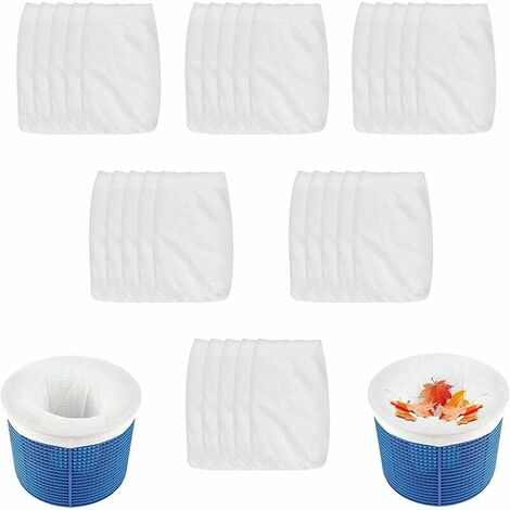 Red de espumadera para piscina, calcetines de espumadera de 30 piezas, filtro elástico para piscina, puede filtrar eficazmente hojas de piscina, cabello, insectos, polen, etc.