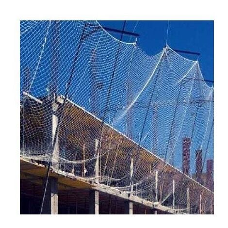 Red de Protección Vertical Homologada para Construcción - 5x10m con Cuerda Perimetral y Sujeción a Pescantes
