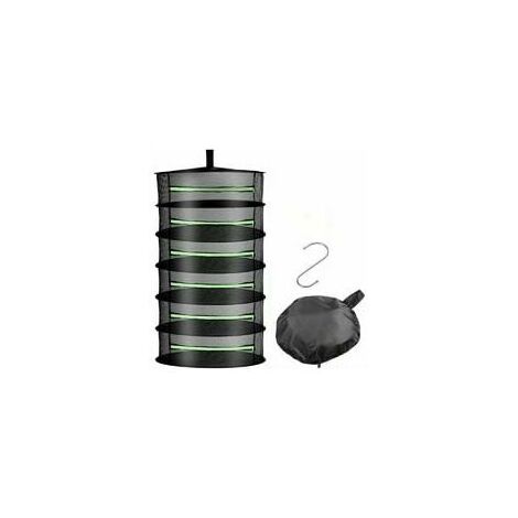 Red de secado colgante plegable Cesta de secado de 6 capas Rejilla de secado grande Red de almacenamiento Tienda de campaña Secador de plantas de brotes de hierba para hidroponía, gancho y mosquetón
