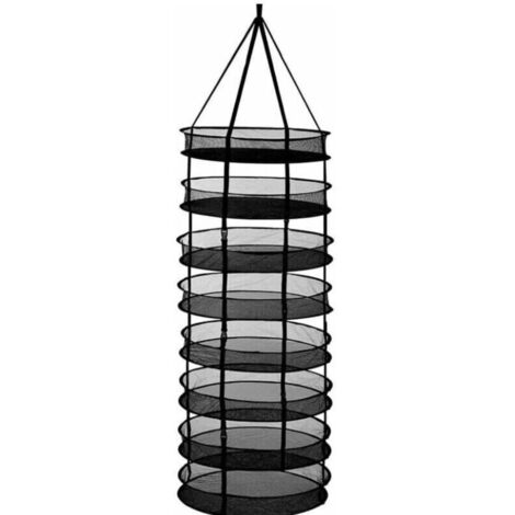 Red de secado colgante plegable, cesta de secado de malla de 8 niveles, tendedero grande, tienda de almacenamiento de red para hierbas, cogollos y plantas, 60 cm de diámetro