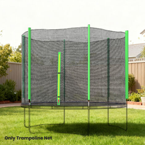 Red de Seguridad para Cama Elástica Ø305 cm para Exterior de 6 Postes con Anti-UV y Puerta con Cremallera Verde y Negro