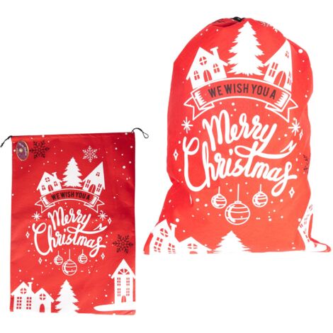 Red Felt "Merry Christmas" Sack Festive Bag for Gifts and Holiday Decorations