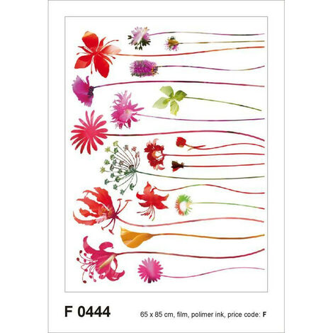 Red flowers, Grand sticker mural 65 x 85 cm - Multicolor
