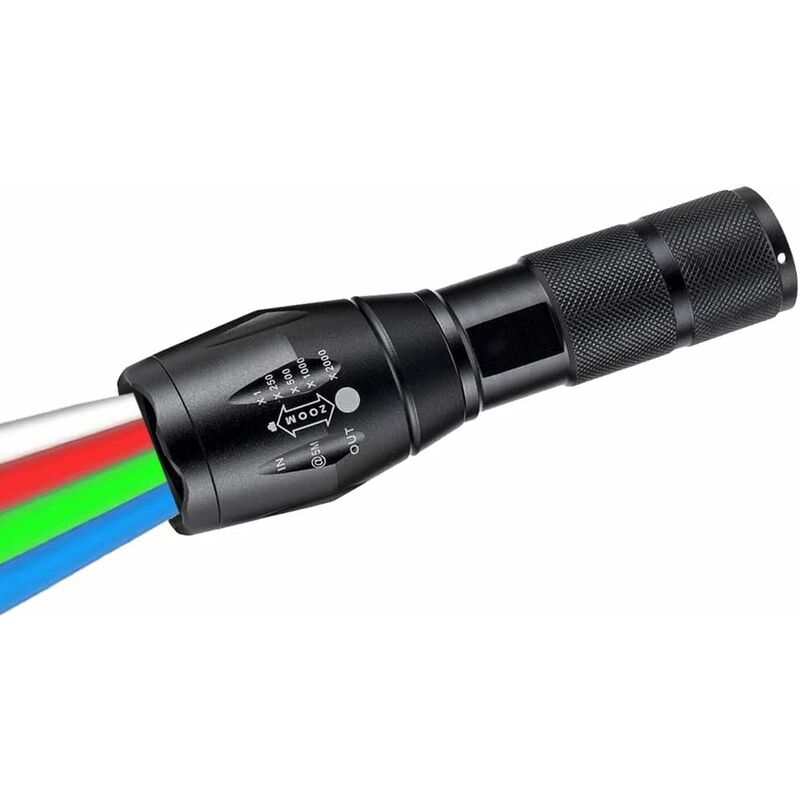 Red Green White Blue Torch Light, 4 Colors in 1 Multi Color Flashlight Signal Torch Outdoor Flashlight for Night Vision Astronomy Hiking Fishing