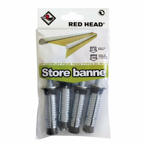 Red head kit chevilles à expansion store de terrasse RED HEAD, Diam.16 x L.65 mm