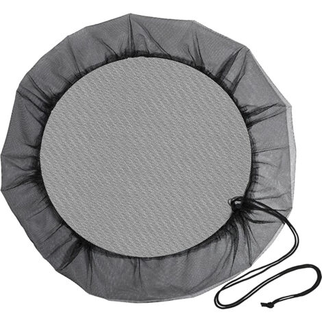 Red para cubrir el depósito de agua de lluvia – material poliéster, 97 cm de diámetro, negra con cordón ajustable – juego de 3 piezas