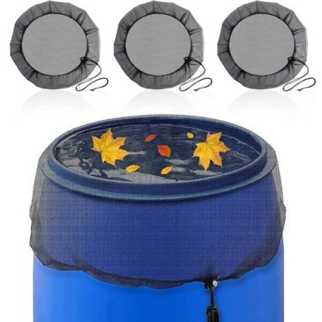 Red para depósito de agua de lluvia de 3 piezas: Red protectora con cordón ajustable, tapa regulable, cubierta para depósito de agua, red protectora contra hojas y larvas de mosquitos - 80 cm de diáme