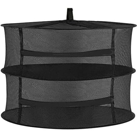 Red para secar verduras y hierbas, plegable, con cremallera, para alimentos, hierbas, frutas y plantas de té, 2 capas, negra -