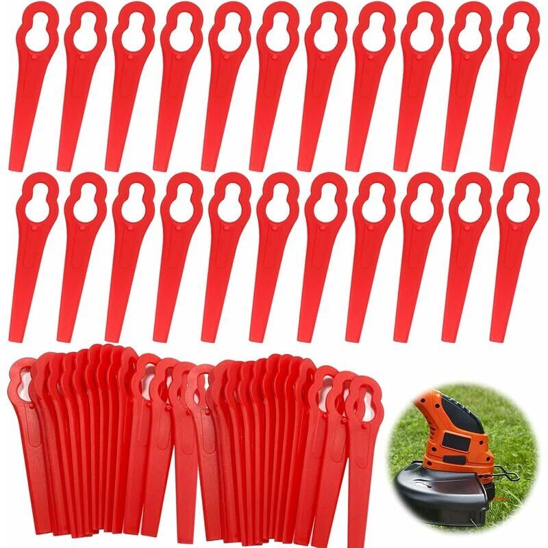 Image of Red Plastic Edger,60 Pack,Plastic Cutting Blades,Plastic Lawn Mower Blades, Lawn Mower Accessories,Replacement Plastic Blades - Alwaysh