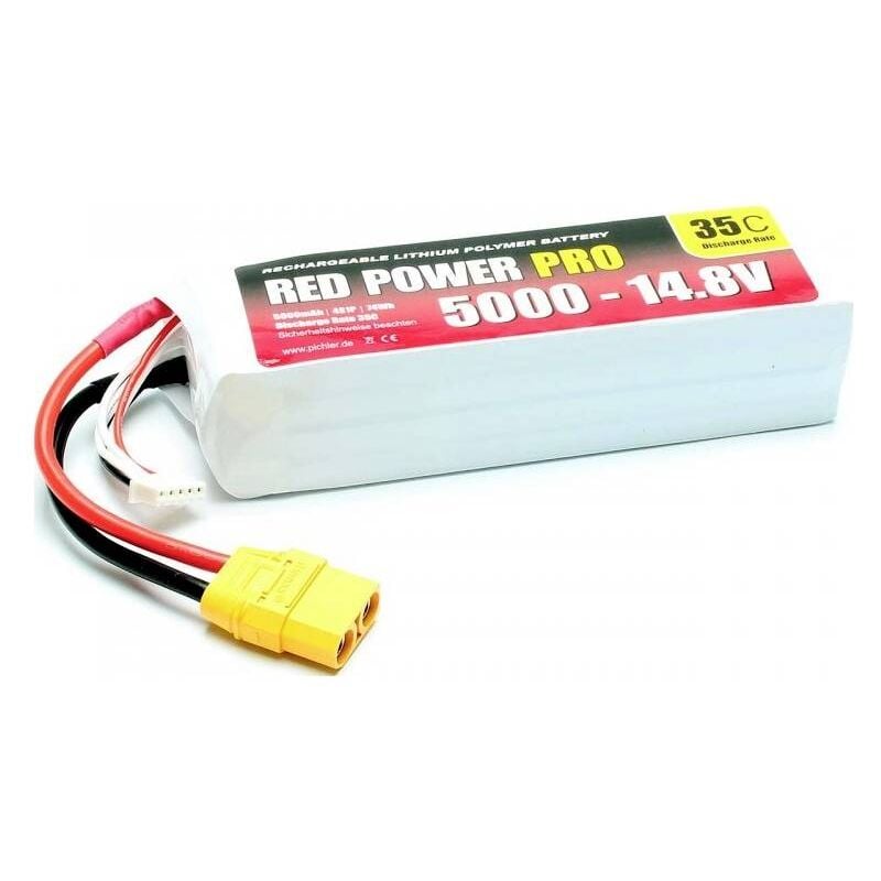 Pack de batterie (LiPo) 14.8 v 5000 mAh 35 c Softcase XT90 Y633263 - Red Power