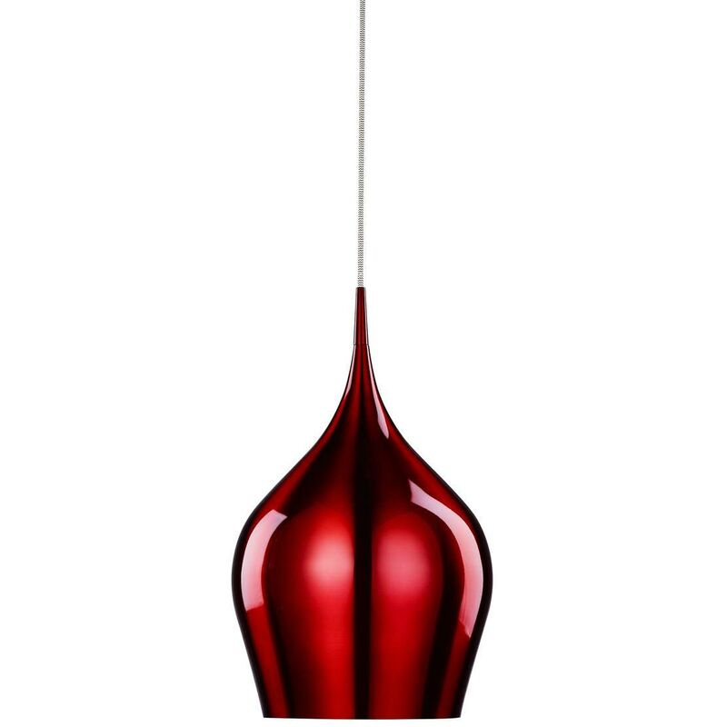 Vibrant - 1 Light Large Dome Ceiling Pendant Red, E27 - Searchlight