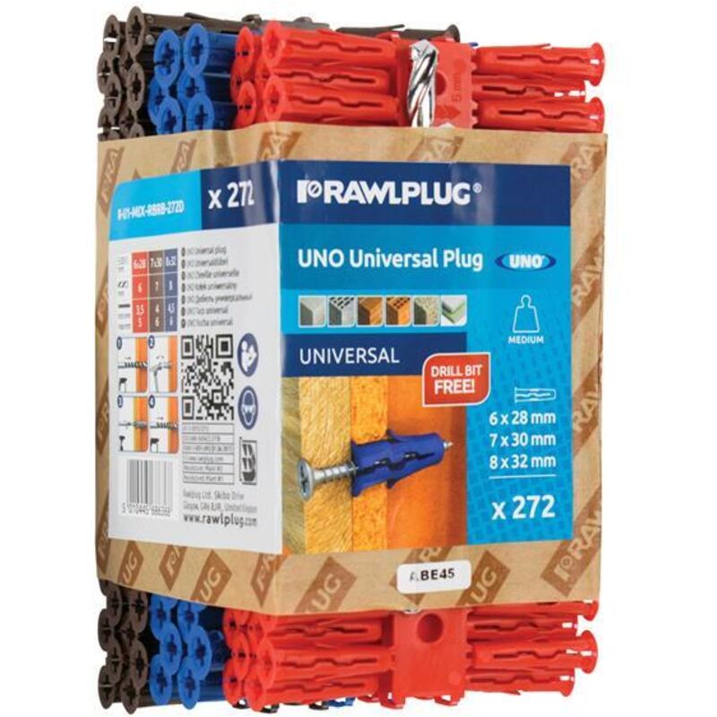 Rawlplug - Promo-Mixed uno� Plugs (Pack 272) + Drill Bit RAW68636