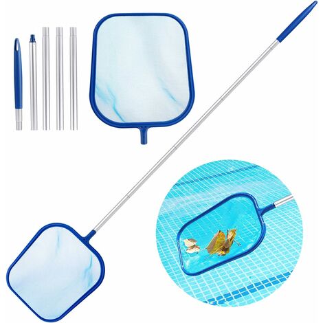 Redes de aterrizaje de superficie, kits de cuidado de piscinas resistentes con red de malla de 29 cm x 27 cm y mango de aluminio de 120 cm para piscinas, spas, estanques y fuentes