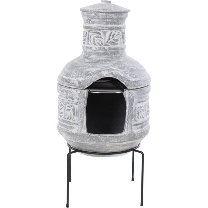 

RedFire Chimenea con parrilla Acopulco arcilla gris claro - Gris