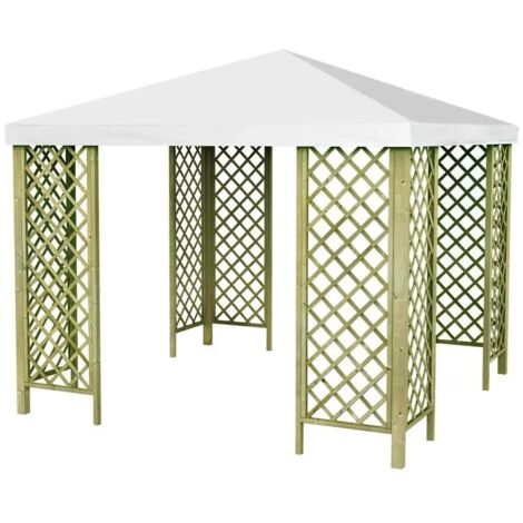RedGT - Gazebo da Giardino 3x3 in Legno con Grigliati e Copertura Antigrandine