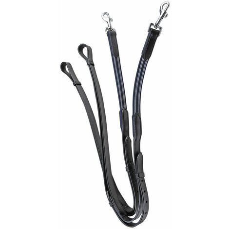 Redini elastiche in cuoio di qualità con moschettoni: Pony, Nero 9100