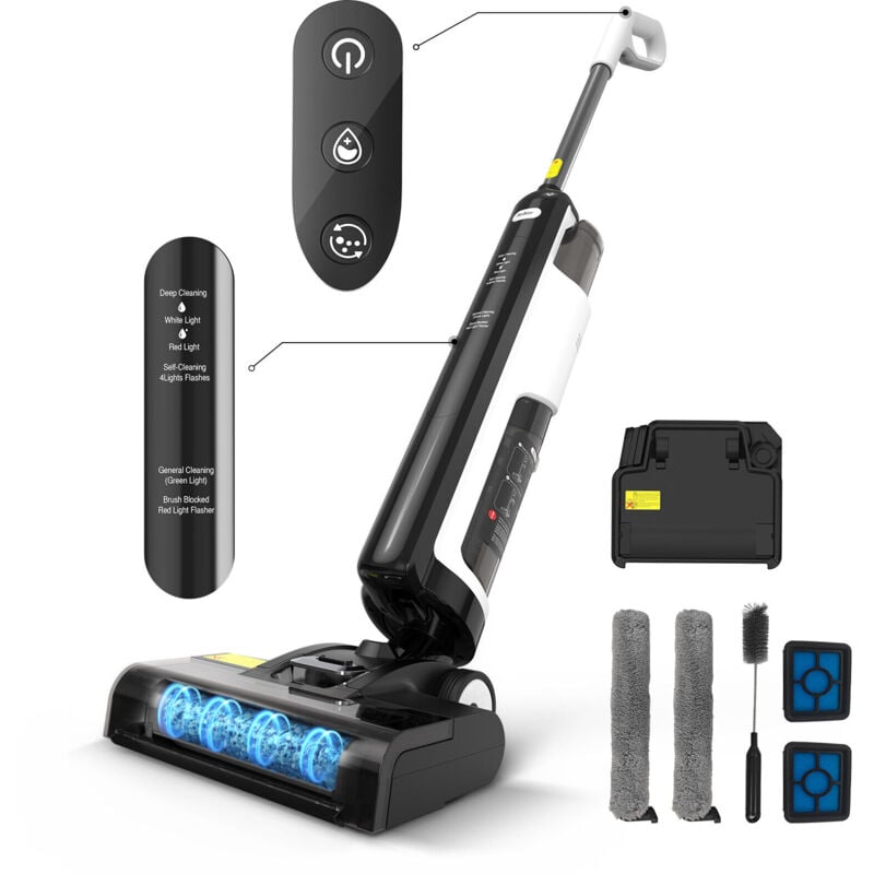 Redkey - W12 se Aspirateur Laveur 5500 Pa ,3en1 Aspirateur Nettoyeur Sans Fil Sec et Humide