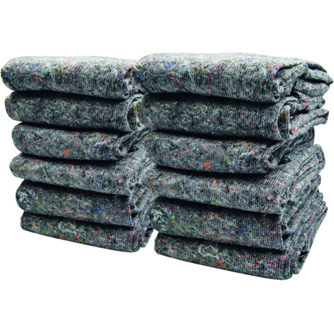 REDLACK - Lot de 12 Couvertures de Déménagement 150x200 cm – Protection Meubles Transport Stockage travaux – Textile Recyclé 350g/m² Gris