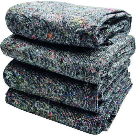 REDLACK - Lot de 4 Couvertures de Déménagement 150x200 cm – Protection Meubles Transport Stockage travaux – Textile Recyclé 350g/m² Gris