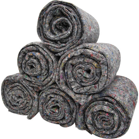 REDLACK - Lot de 6 Couvertures de Déménagement 150x200 cm – Protection Meubles Transport Stockage travaux – Textile Recyclé 350g/m² Gris