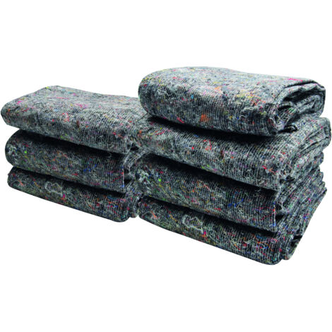 REDLACK - Lot de 7 Couvertures de Déménagement 150x200 cm – Protection Meubles Transport Stockage travaux – Textile Recyclé 350g/m² Gris