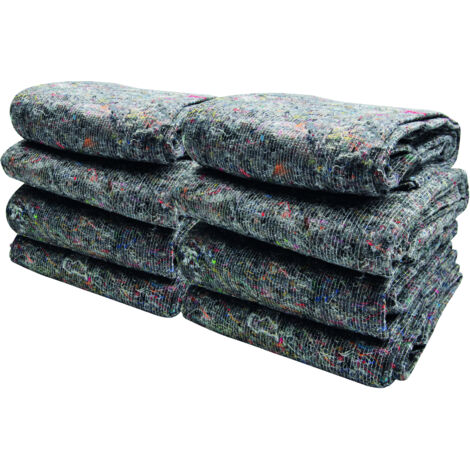 REDLACK - Lot de 8 Couvertures de Déménagement 150x200 cm – Protection Meubles Transport Stockage travaux – Textile Recyclé 350g/m² Gris