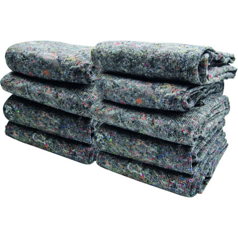 REDLACK - Lot de 9 Couvertures de Déménagement 150x200 cm – Protection Meubles Transport Stockage travaux – Textile Recyclé 350g/m² Gris